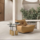 Java Comfort Brown Leather Swivel Wing Chair With Metal Legs