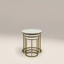 Madison Set Of 3 Round Nesting Side Tables | White Marble & Brass